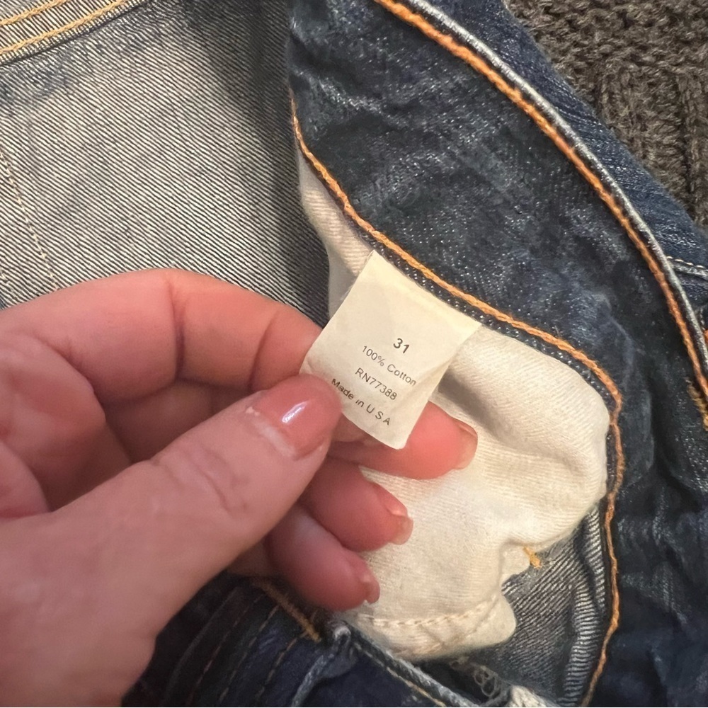 J Crew medium wash, 90s distressed denim blue jean skirt raw hem Women’s size 31 - Picture 9 of 10